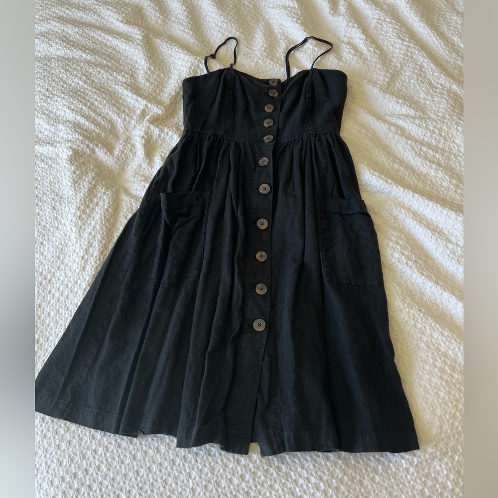 Forever 21 Black Dress with Tortoise Shell Buttons, Size M